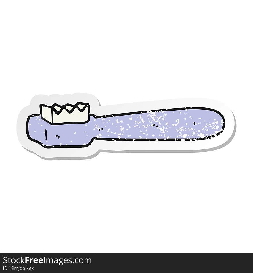 distressed sticker of a cartoon toothbrush