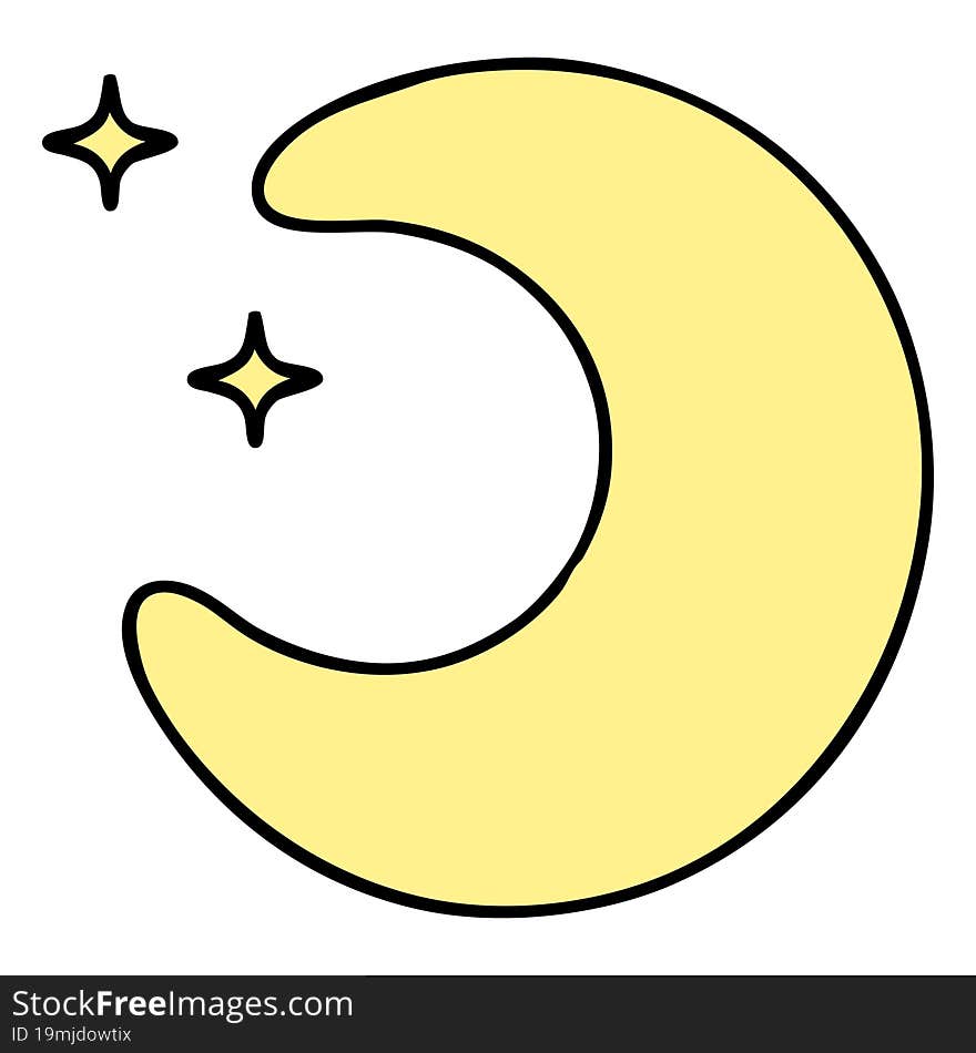 cartoon moon and stars