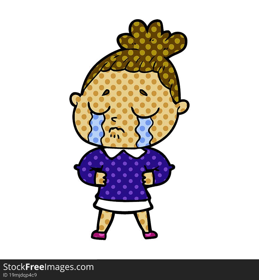 cartoon crying woman. cartoon crying woman