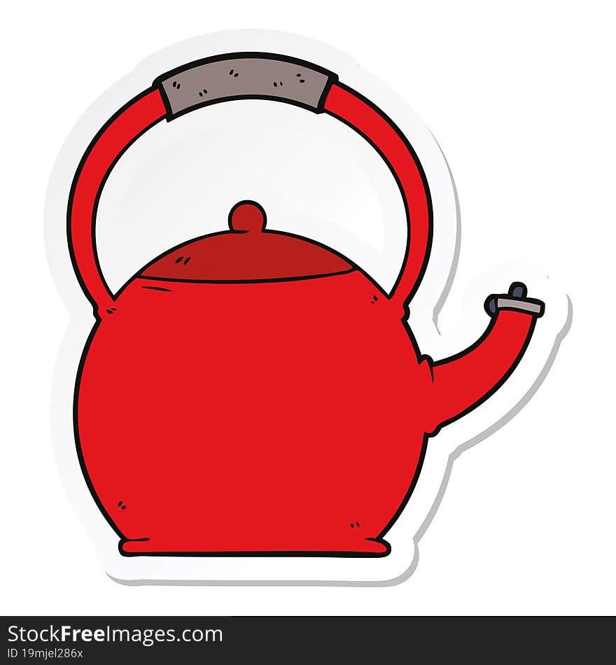 sticker of a cartoon kettle