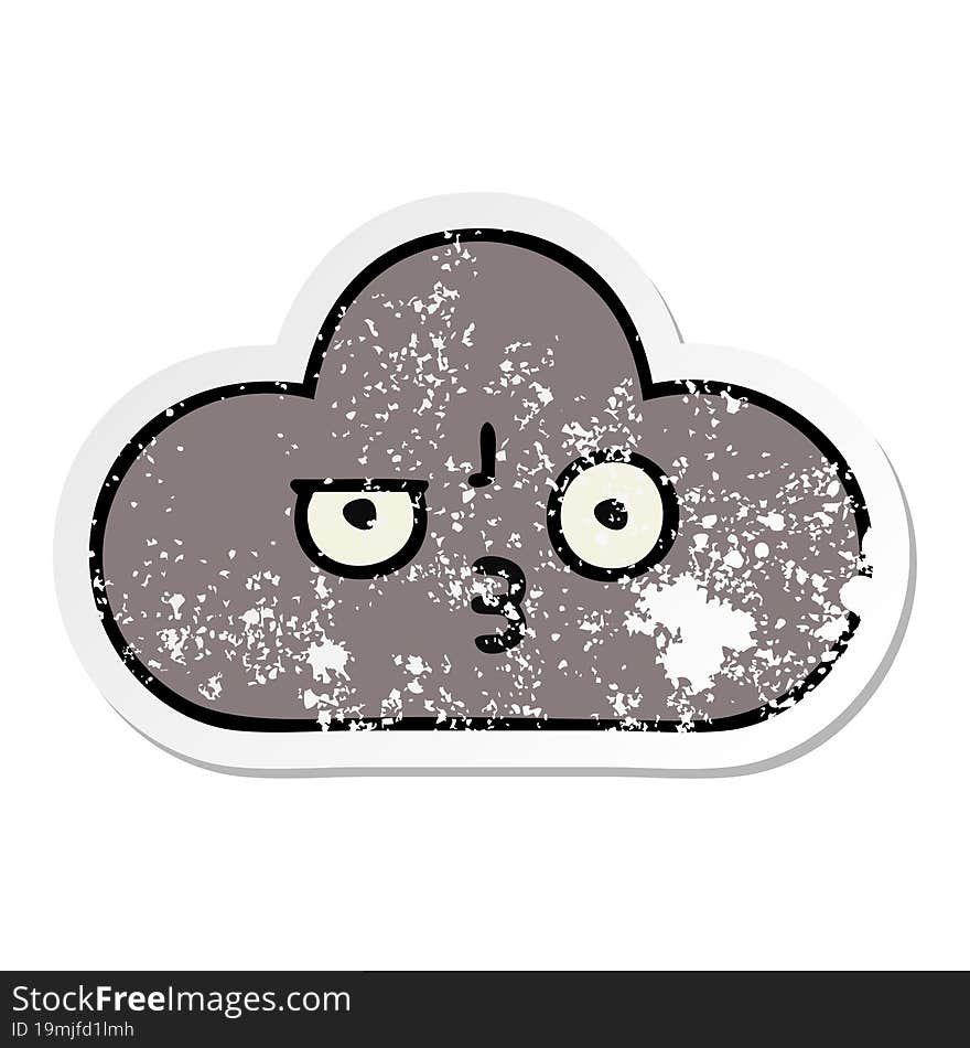 Distressed Sticker Of A Cute Cartoon Storm Cloud