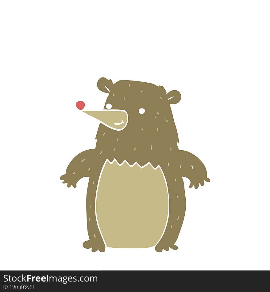 flat color style cartoon bear wearing christmas hat