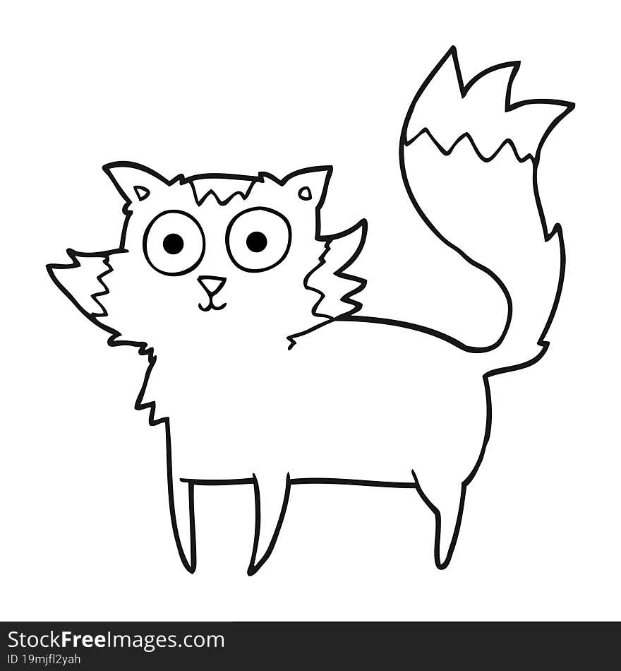 black and white cartoon cat