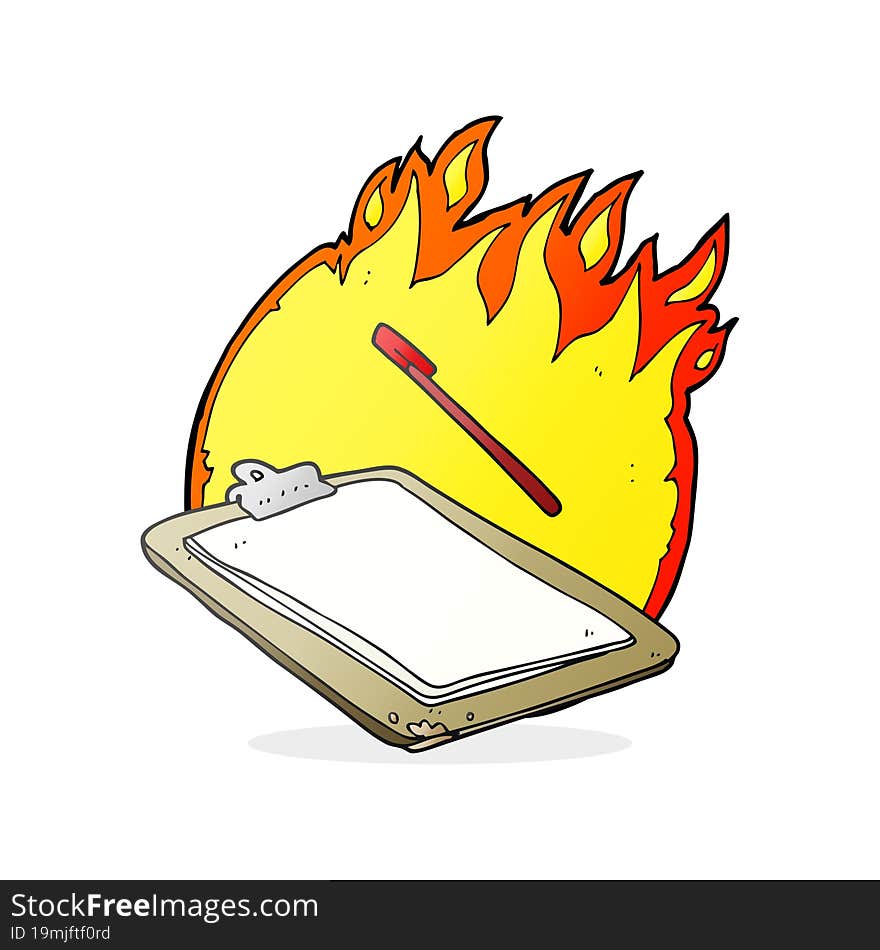 cartoon clip board on fire