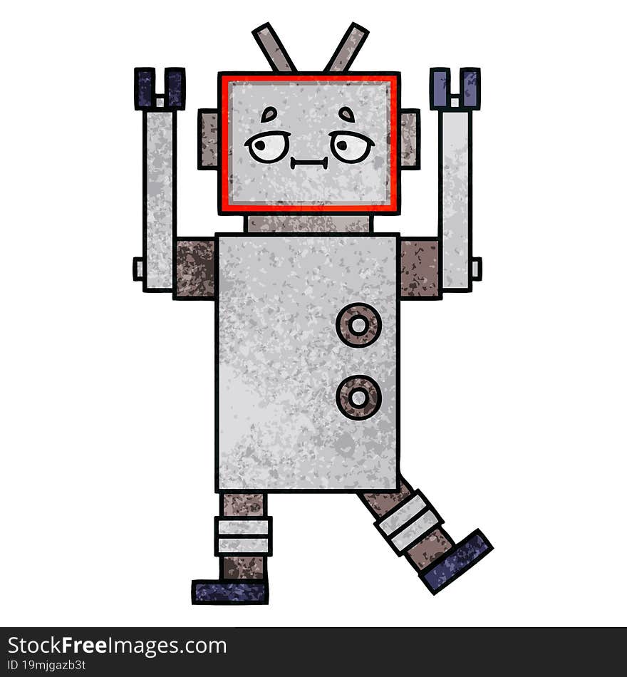 Retro Grunge Texture Cartoon Robot