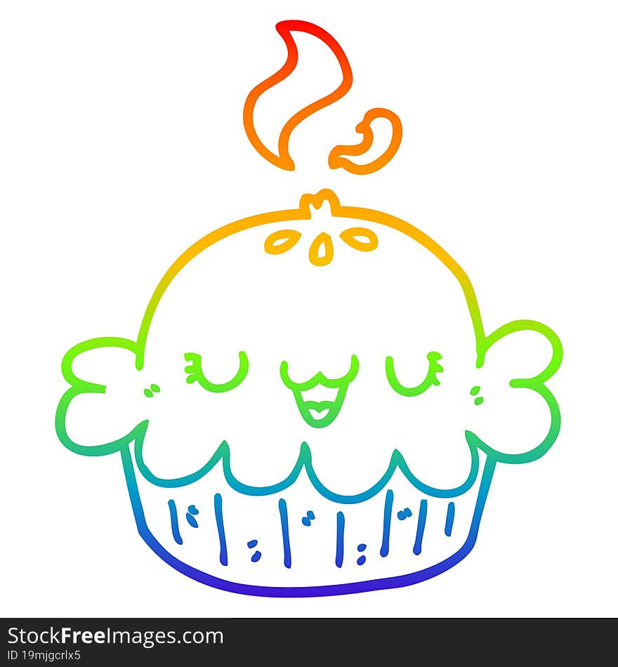 rainbow gradient line drawing cute cartoon pie