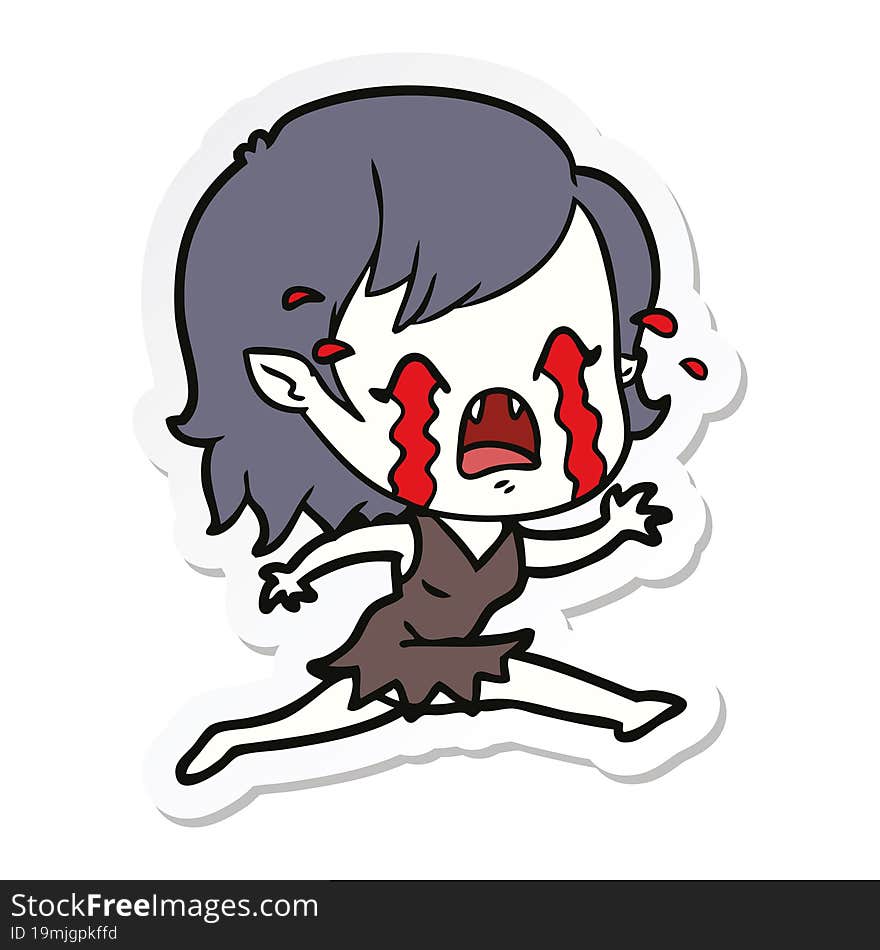 Sticker Of A Cartoon Crying Vampire Girl