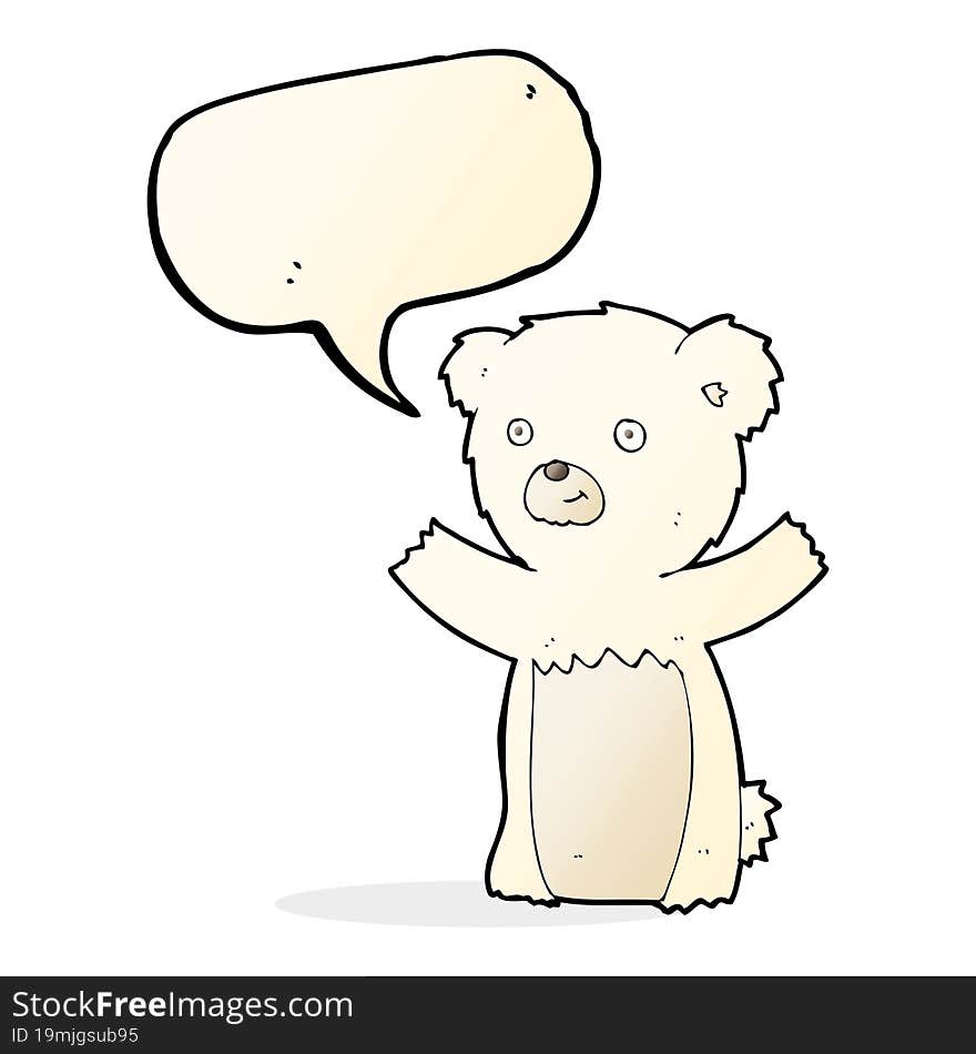 cartoon polar bear cub with speech bubble