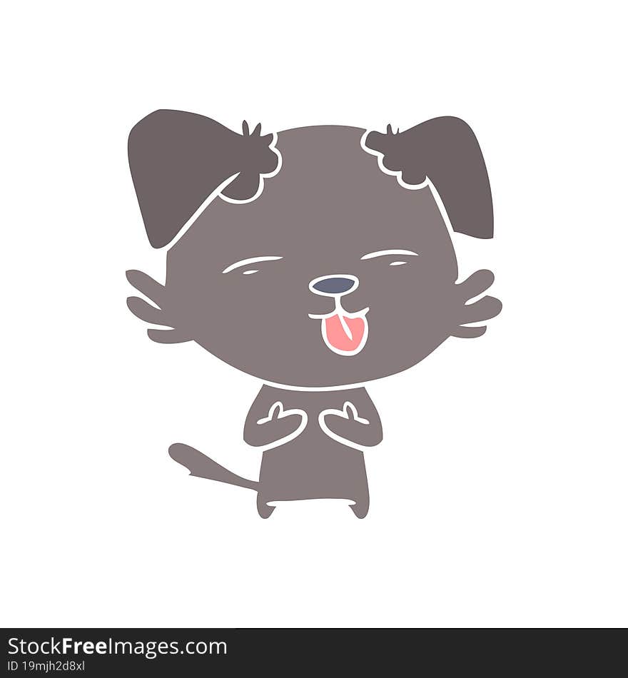 flat color style cartoon dog sticking out tongue