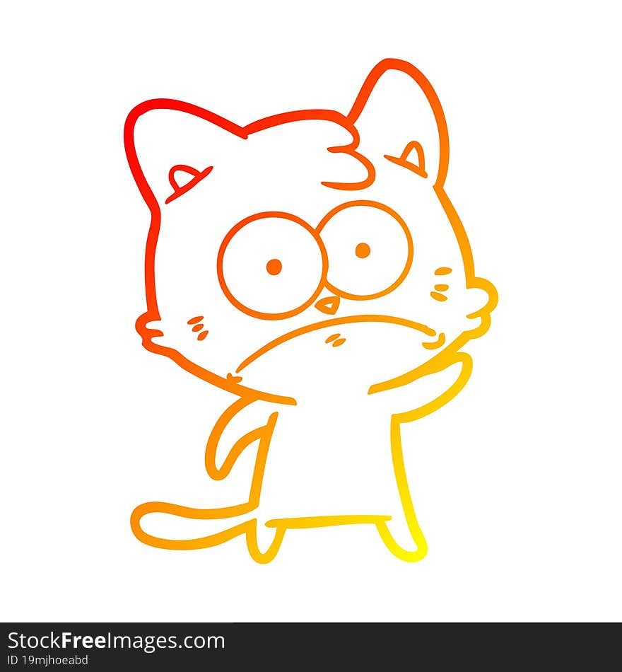 warm gradient line drawing cartoon nervous cat