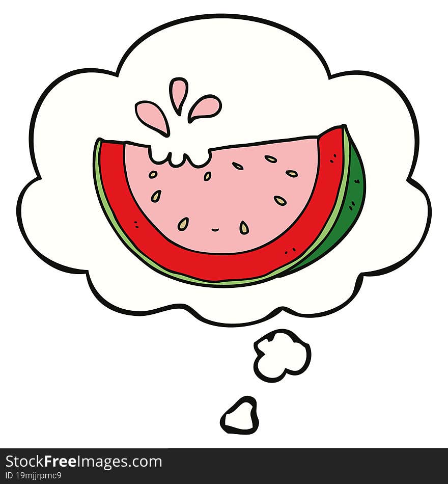 cartoon watermelon and thought bubble