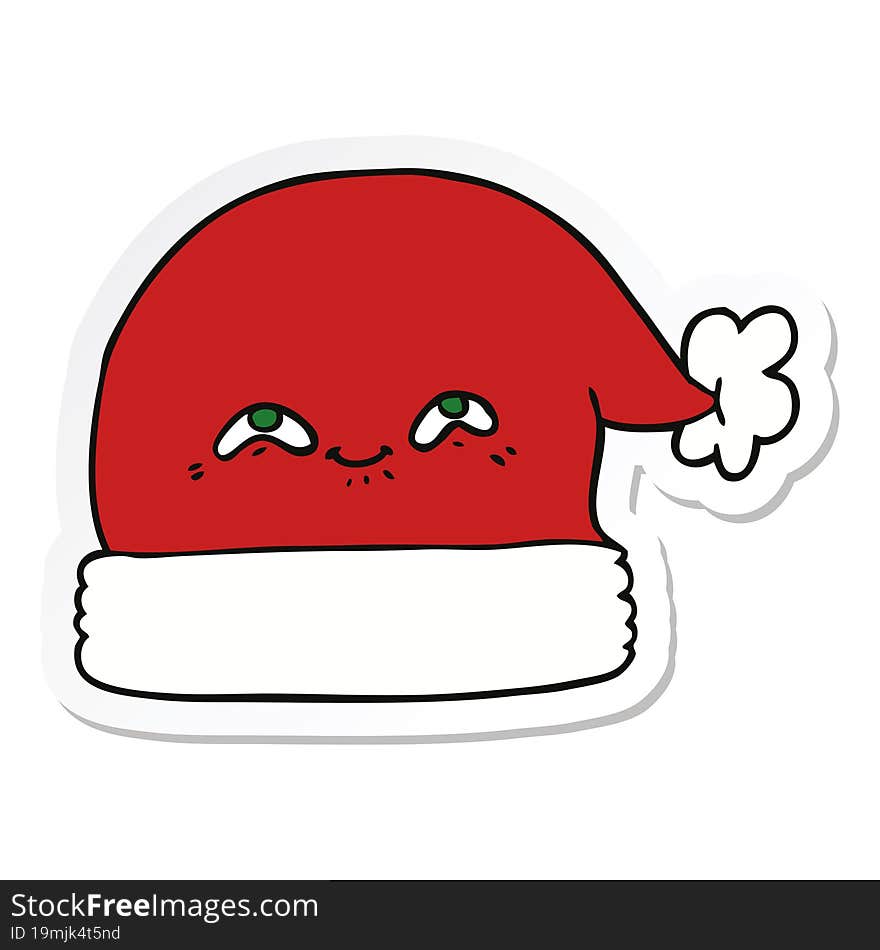 sticker of a cartoon christmas santa hat