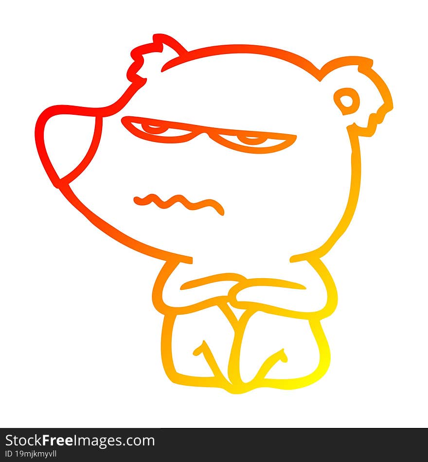 warm gradient line drawing angry bear cartoon