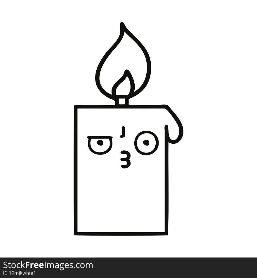 Line Drawing Cartoon Lit Candle