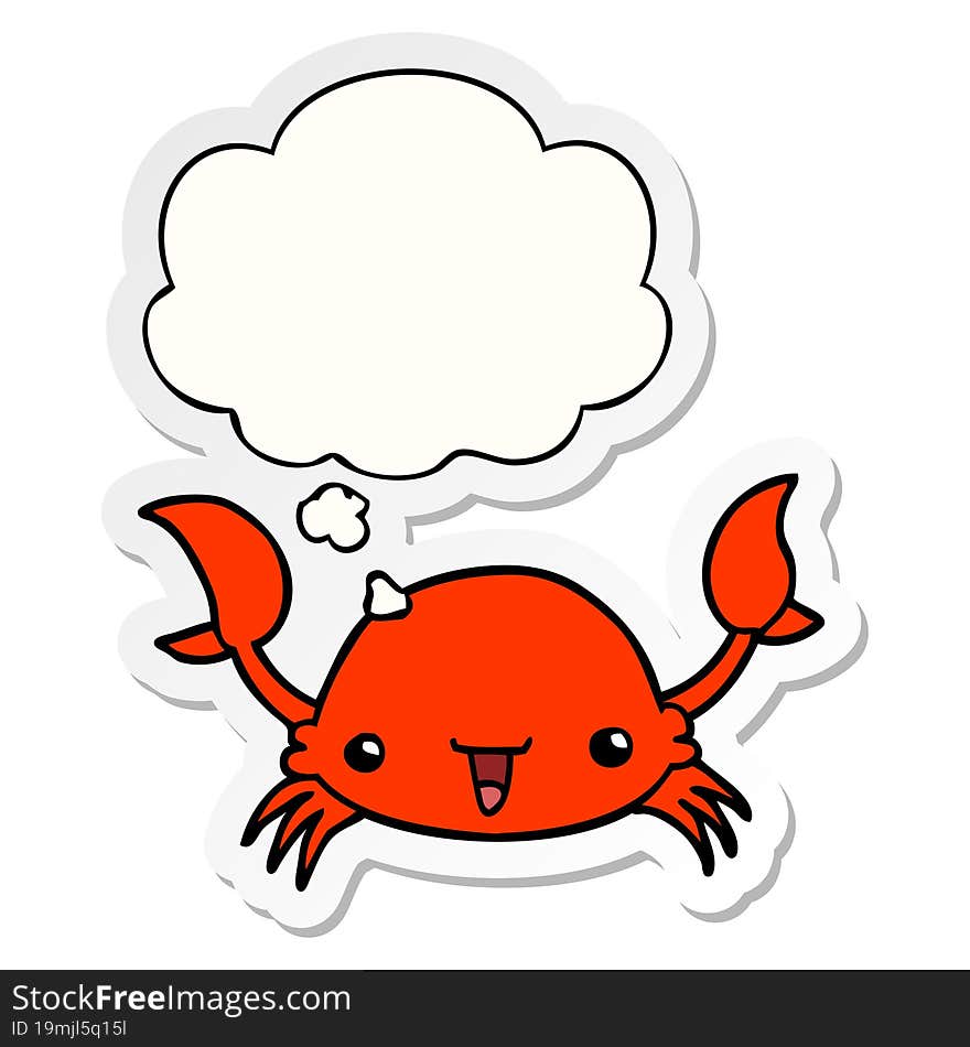 cartoon crab and thought bubble as a printed sticker