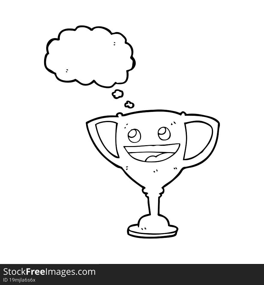 thought bubble cartoon sports trophy