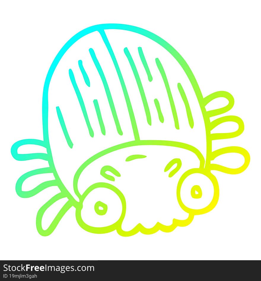 cold gradient line drawing cartoon huge beetle