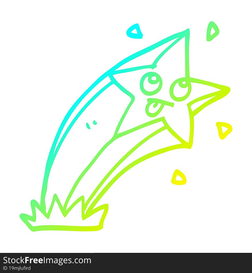 cold gradient line drawing cartoon shooting star