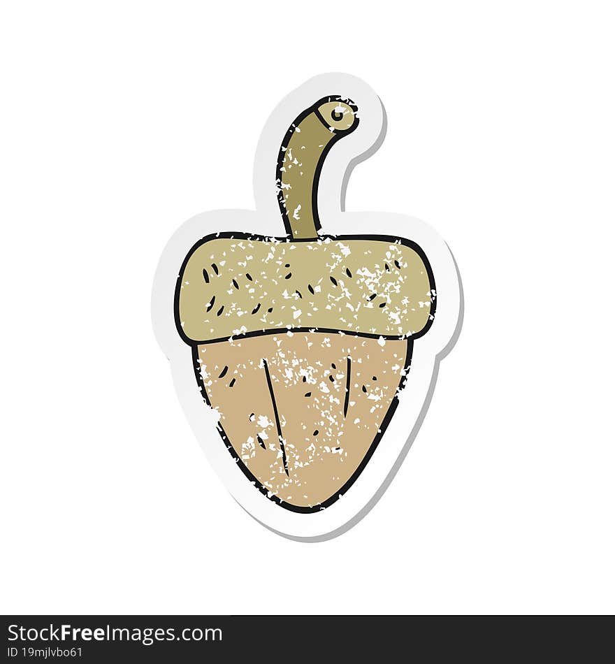 retro distressed sticker of a cartoon acorn