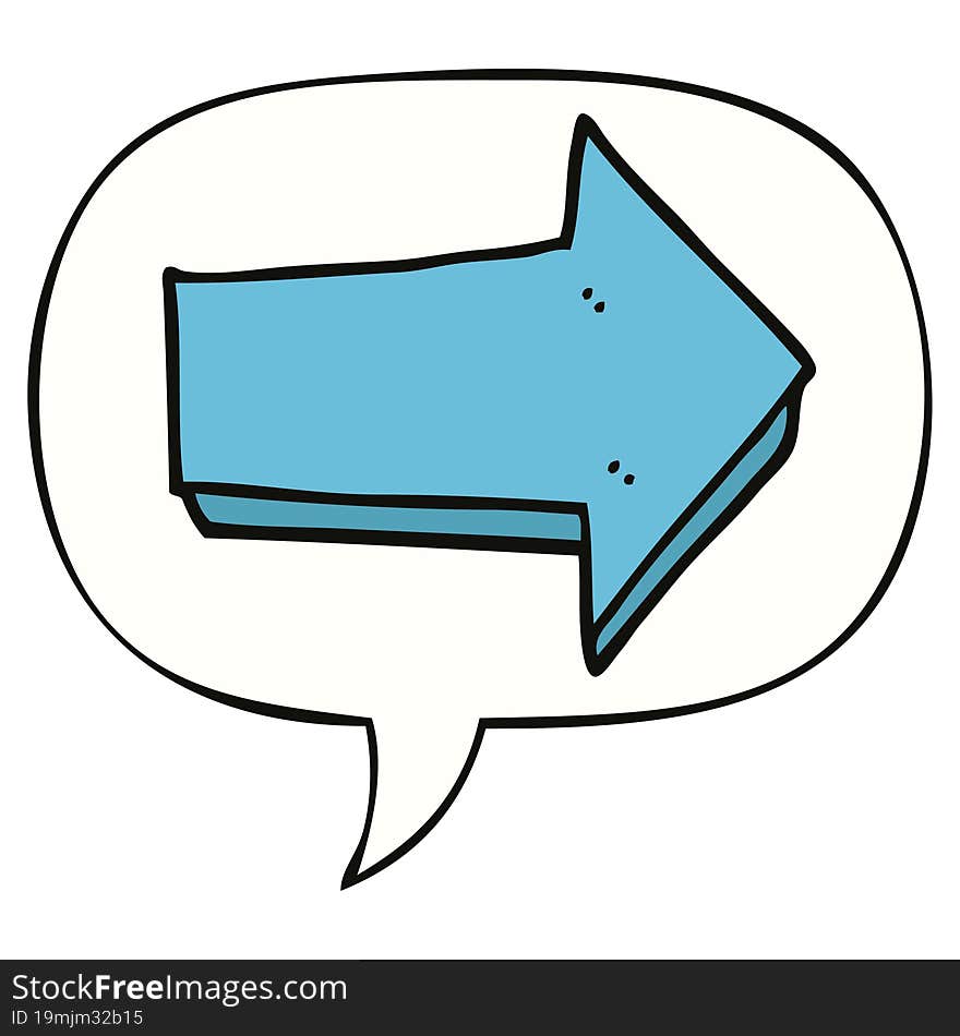 cartoon arrow and speech bubble