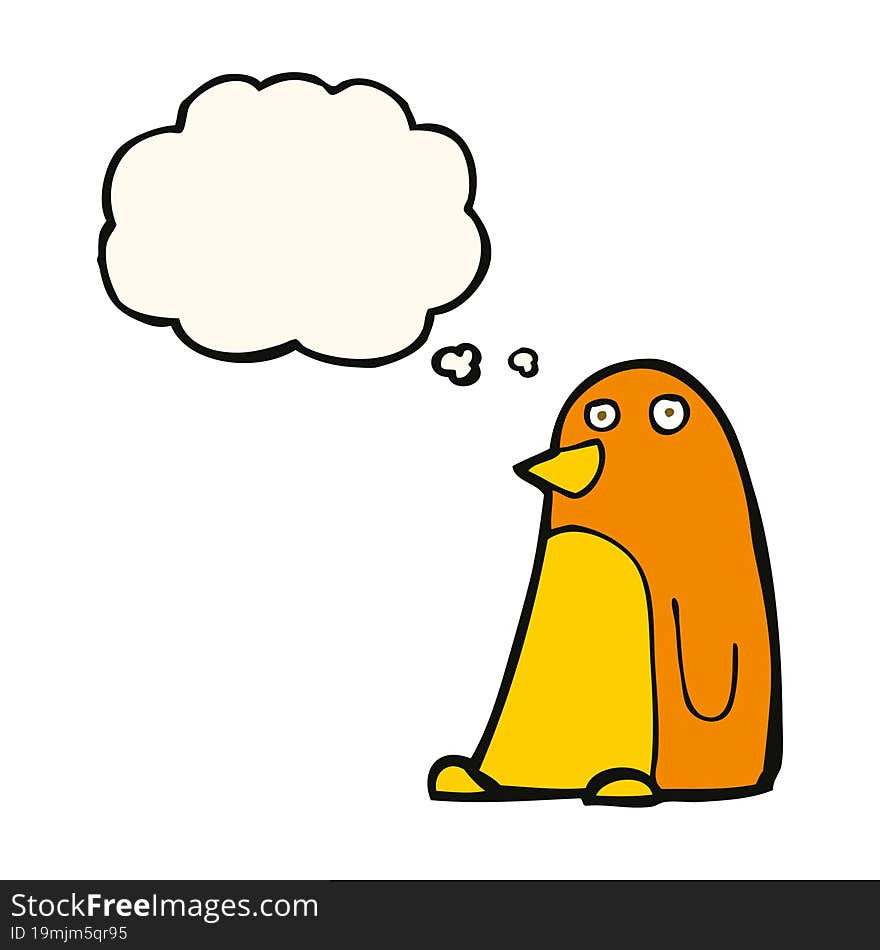 cartoon bird with thought bubble