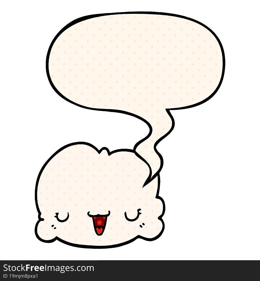 Cute Cartoon Cloud And Speech Bubble In Comic Book Style