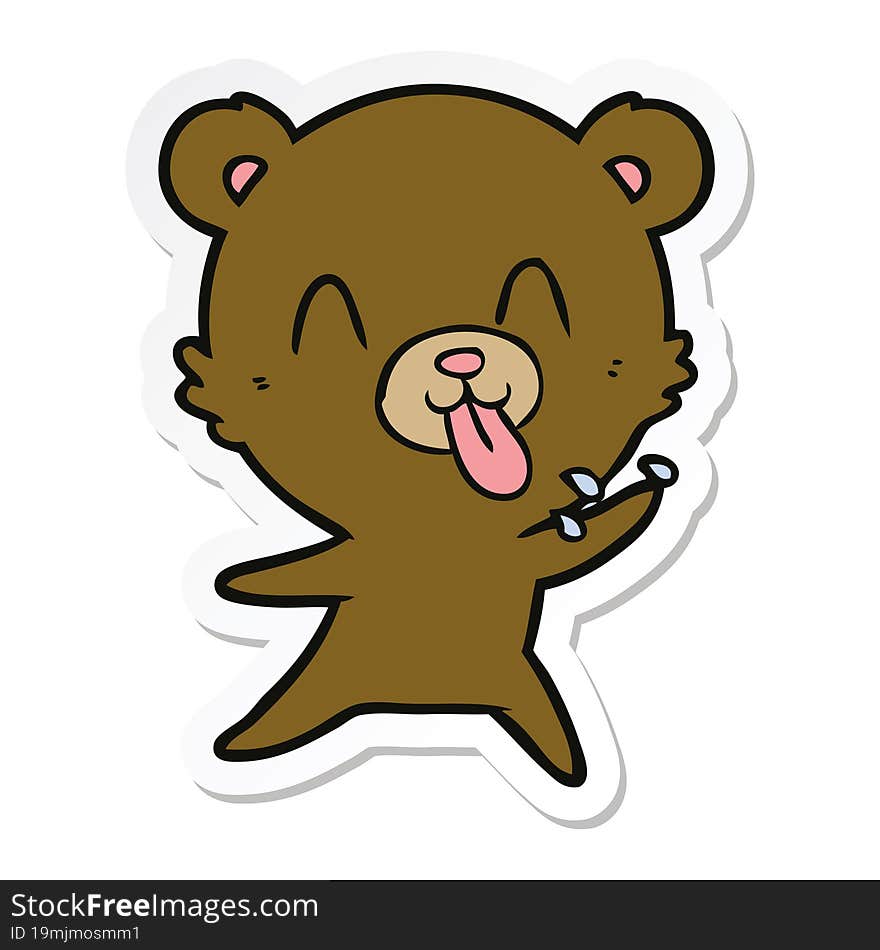 sticker of a rude cartoon bear