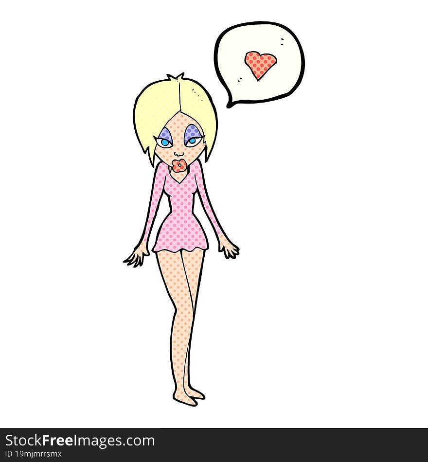 cartoon woman with love heart