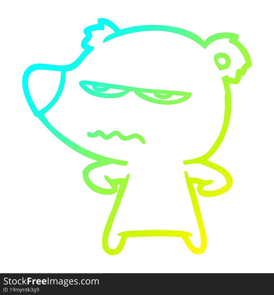 cold gradient line drawing angry bear polar cartoon