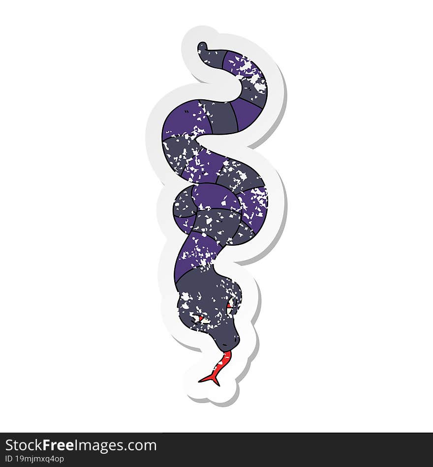 distressed sticker of a quirky hand drawn cartoon snake