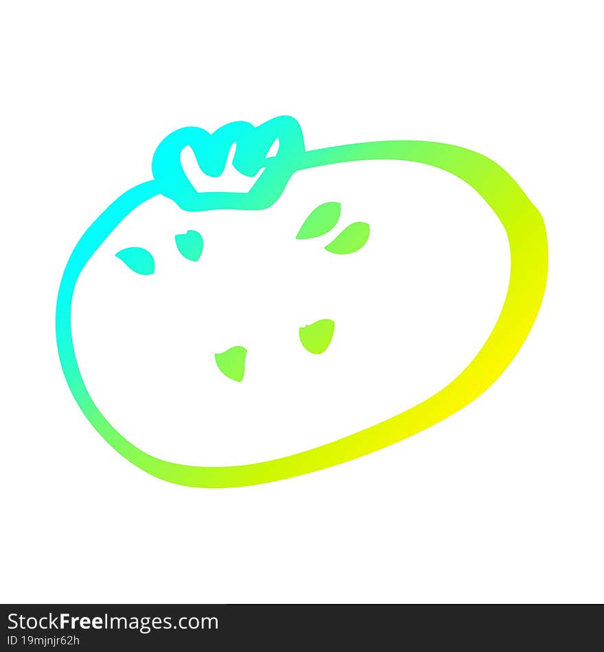 cold gradient line drawing of a cartoon citrus orange