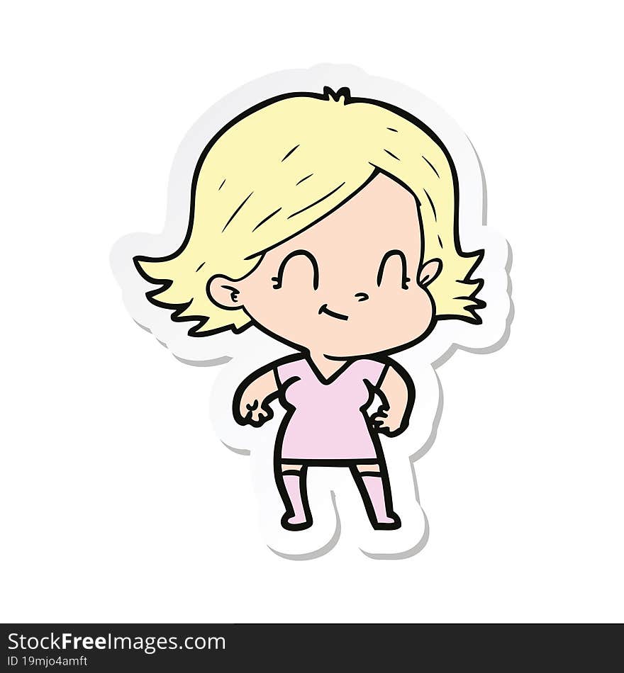 Sticker Of A Cartoon Friendly Girl