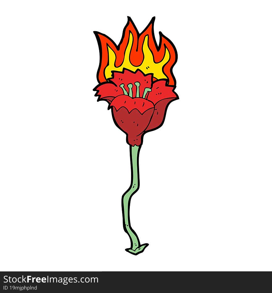 cartoon burning flower