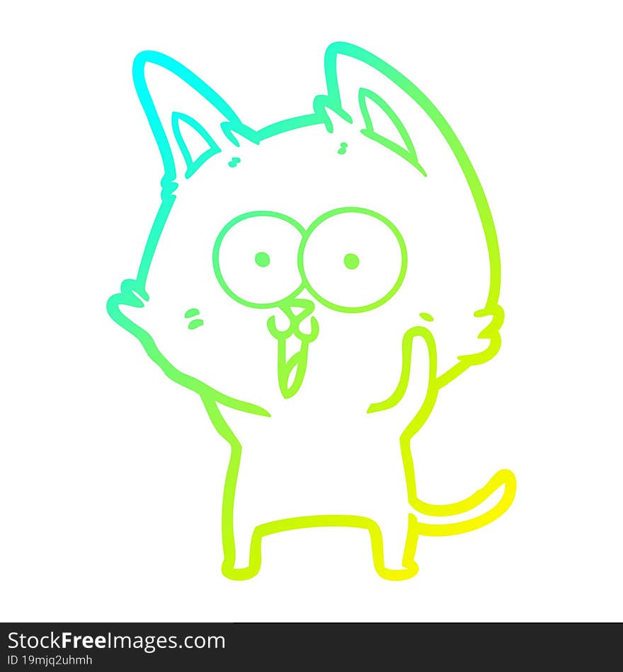 cold gradient line drawing funny cartoon cat