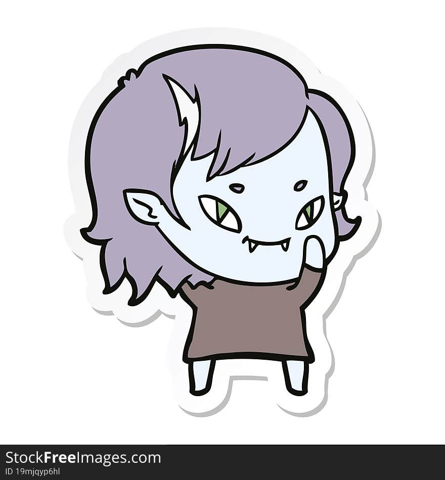 Sticker Of A Cartoon Friendly Vampire Girl