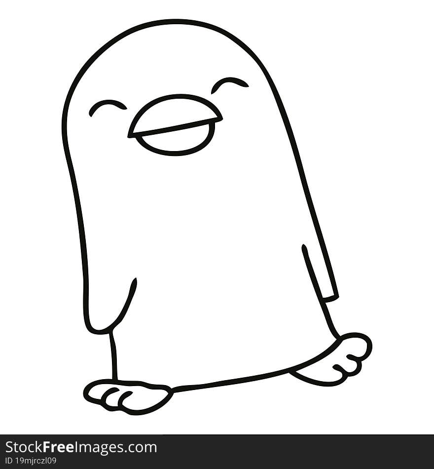 line drawing quirky cartoon penguin. line drawing quirky cartoon penguin