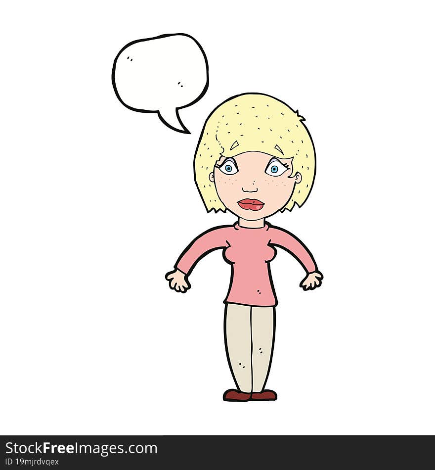 cartoon surprised woman with speech bubble