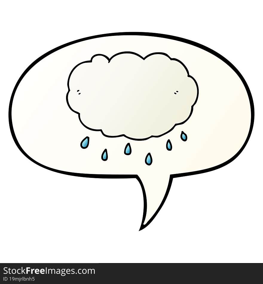 cartoon rain cloud and speech bubble in smooth gradient style