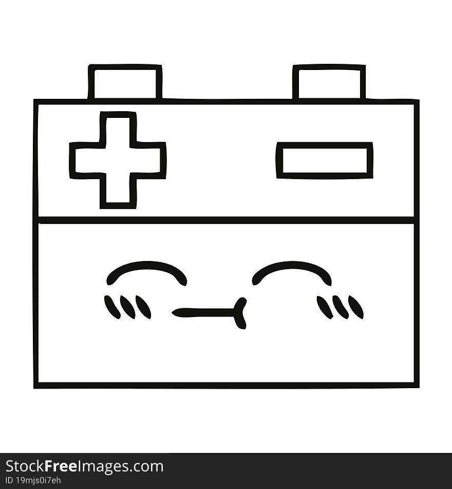 line drawing cartoon car battery