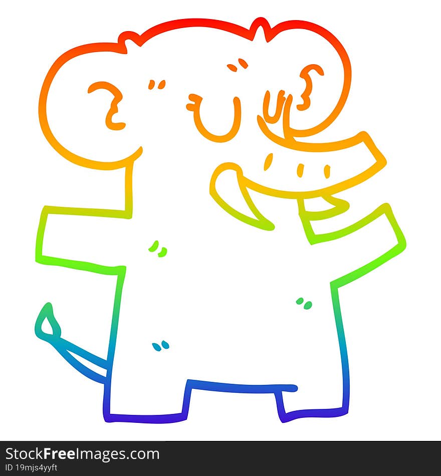 rainbow gradient line drawing of a cartoon elephant dancing