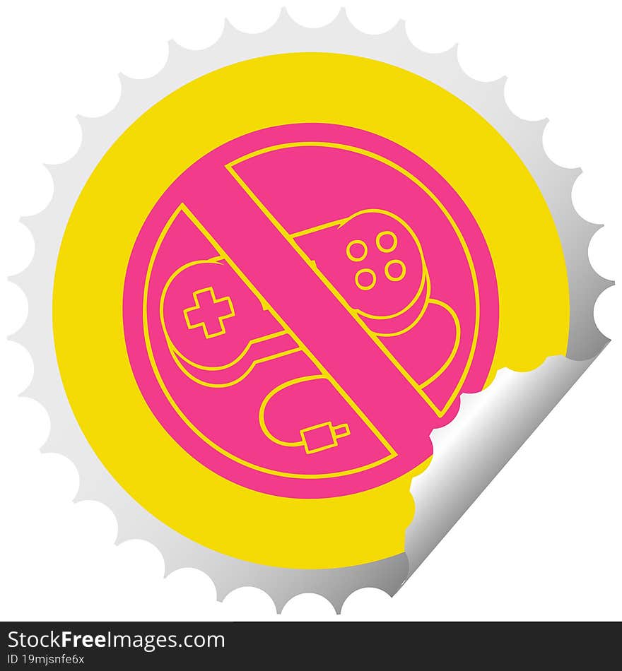 circular peeling sticker cartoon no gaming allowed sign