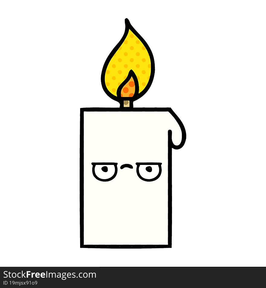 comic book style cartoon of a lit candle