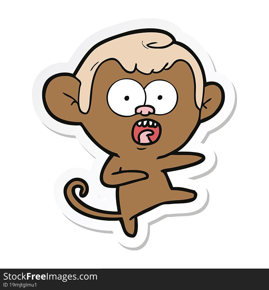 sticker of a cartoon shocked monkey