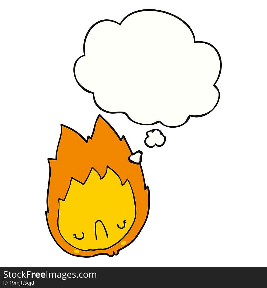 cartoon unhappy flame and thought bubble