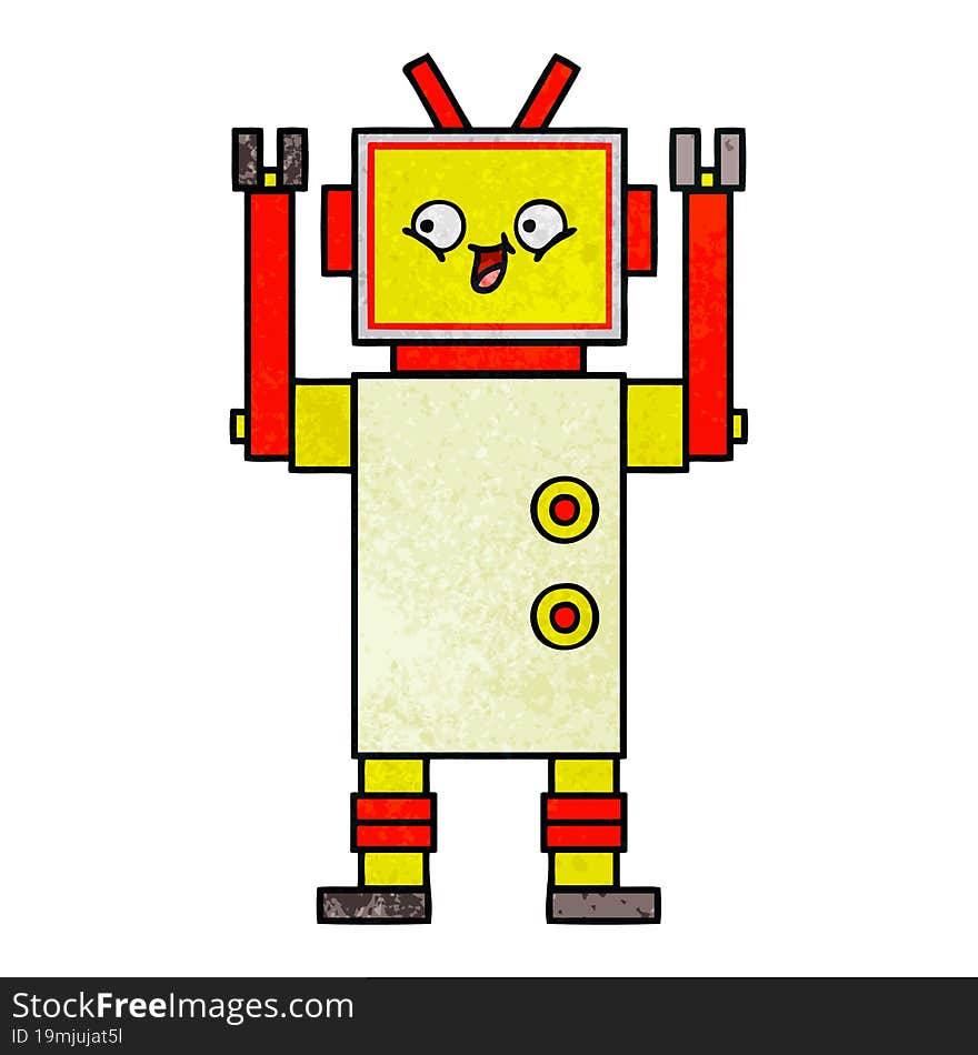 Retro Grunge Texture Cartoon Robot