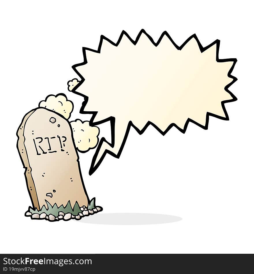 cartoon spooky grave with speech bubble