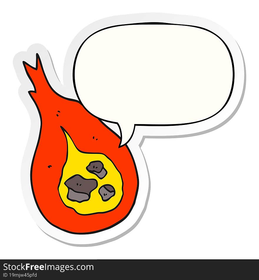 cartoon fireball and speech bubble sticker