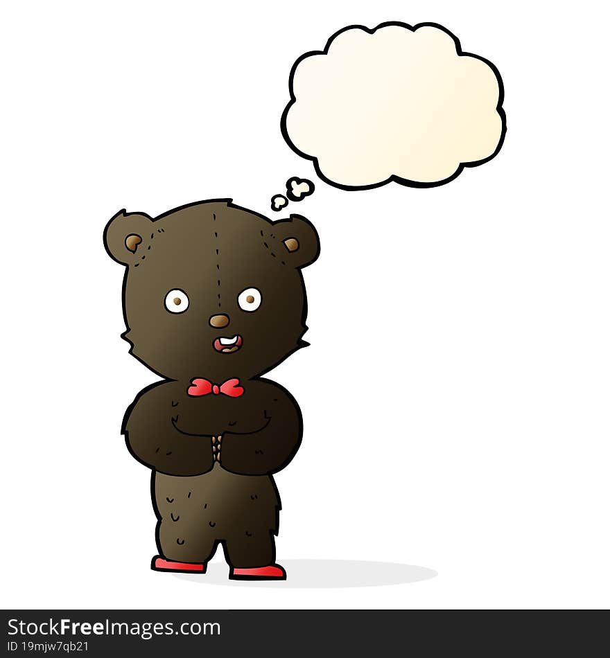 cartoon teddy black bear with thought bubble