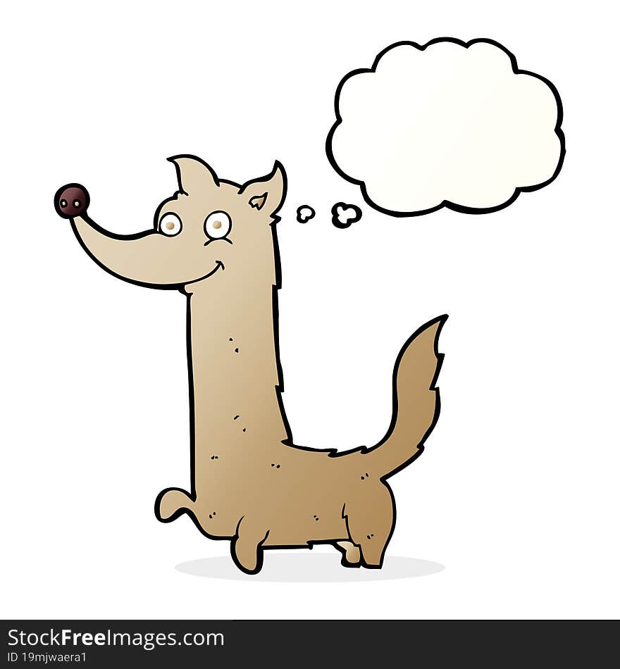 Cartoon Happy Dog With Thought Bubble