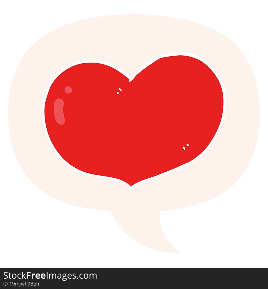 Cartoon Love Heart And Speech Bubble In Retro Style